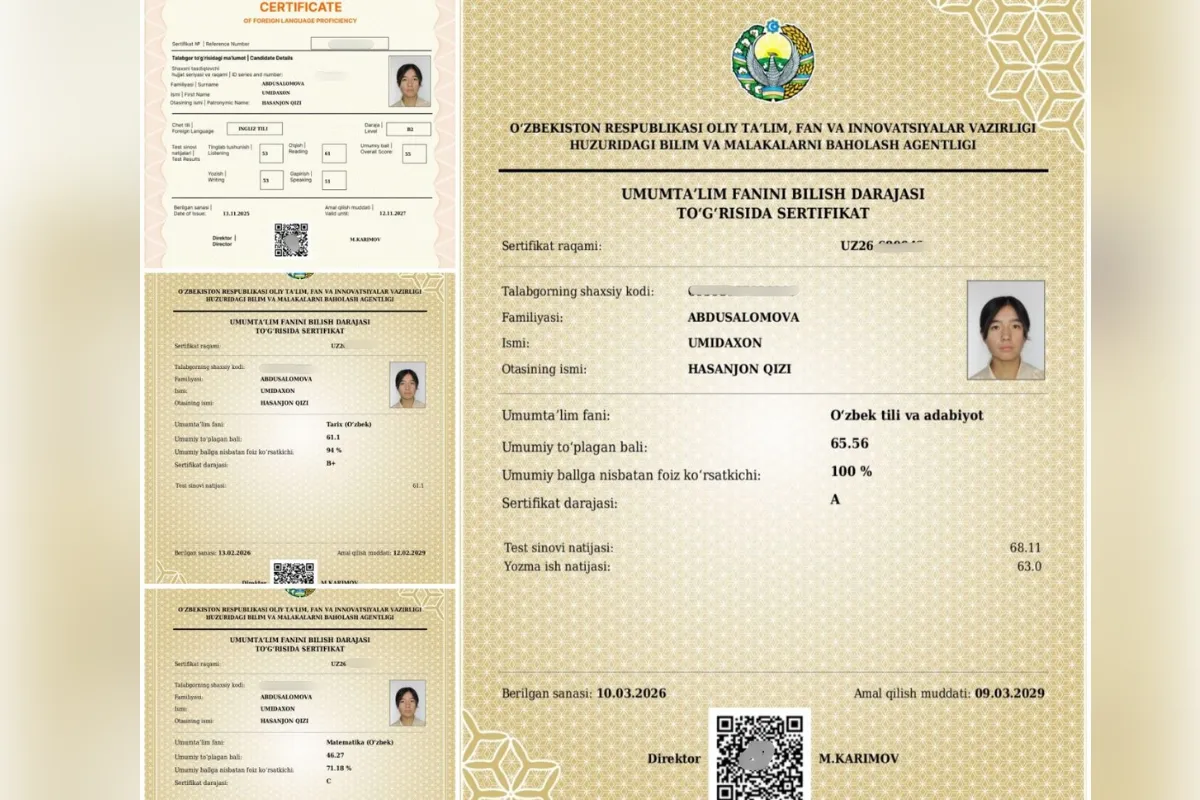 “Train hard, fight easy”: Farg‘onada yana bir o‘quvchi muddatidan oldin 189 ballni naqd qildi