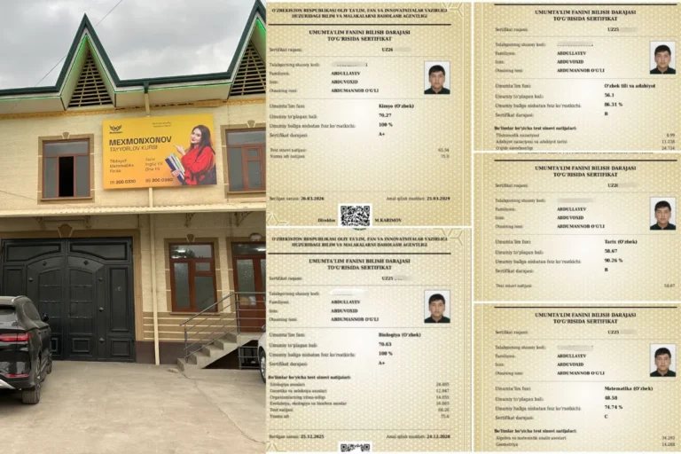 “O‘quv markazimizda har yili abituriyentlarning 94-95 foizi talaba bo‘ladi”: Namanganlik o‘quvchi 5 ta fandan milliy sertifikat oldi