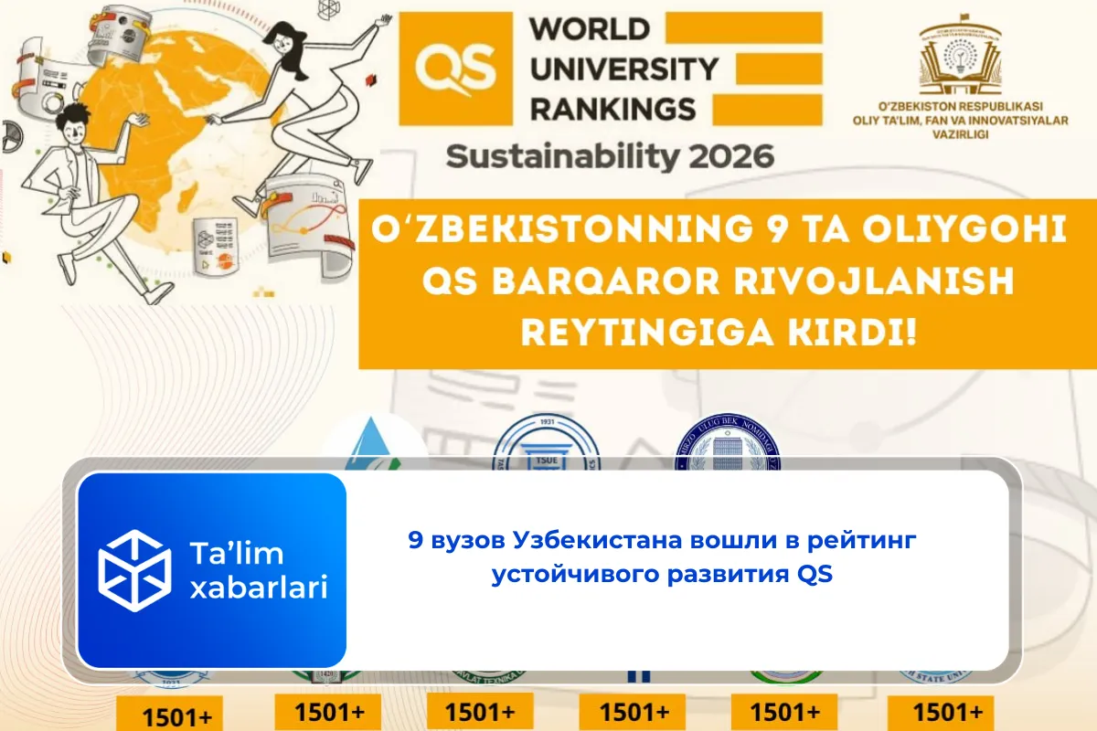 9 вузов Узбекистана вошли в рейтинг устойчивого развития QS