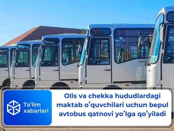 Olis va chekka hududlardagi maktab oʻquvchilari uchun bepul avtobus qatnovi yoʻlga qoʻyiladi