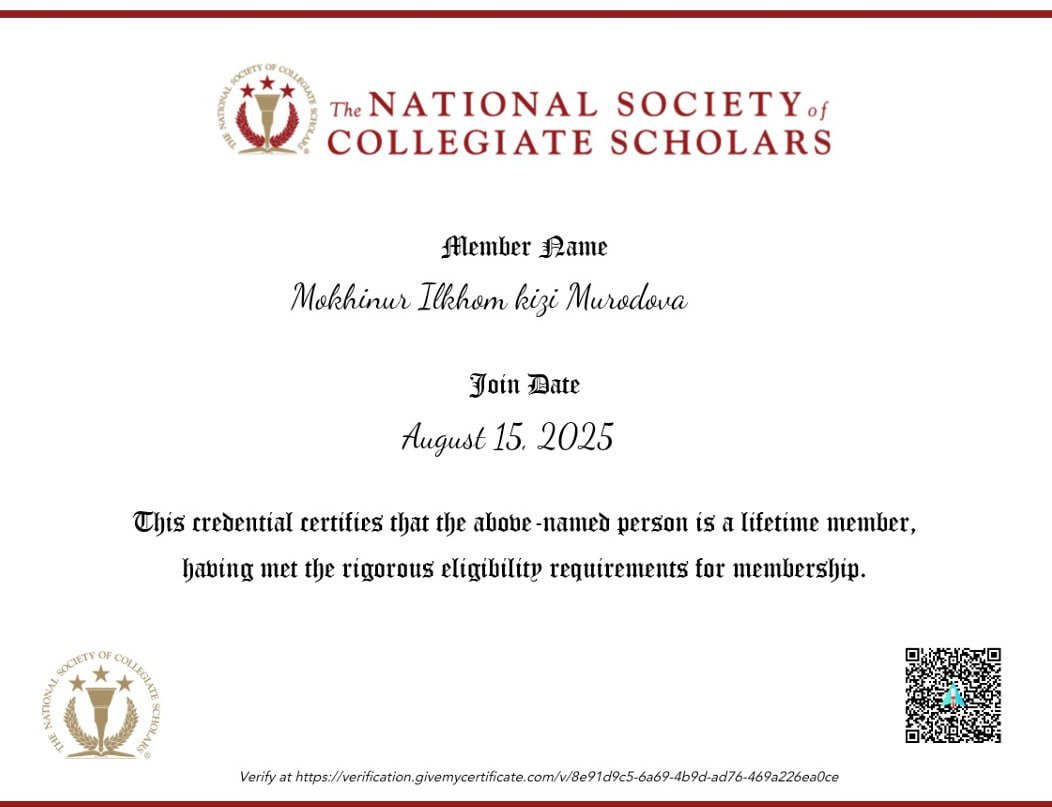 O‘zbekistonlik qiz AQShning eng yaxshi talabalari safiga kirdi