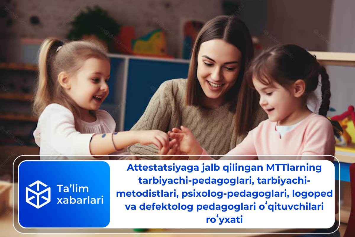 Attestatsiyaga jalb qilingan MTTlarning tarbiyachi-pedagoglari, tarbiyachi-metodistlari, psixolog-pedagoglari, logoped va defektolog pedagoglari oʻqituvchilari roʻyxati