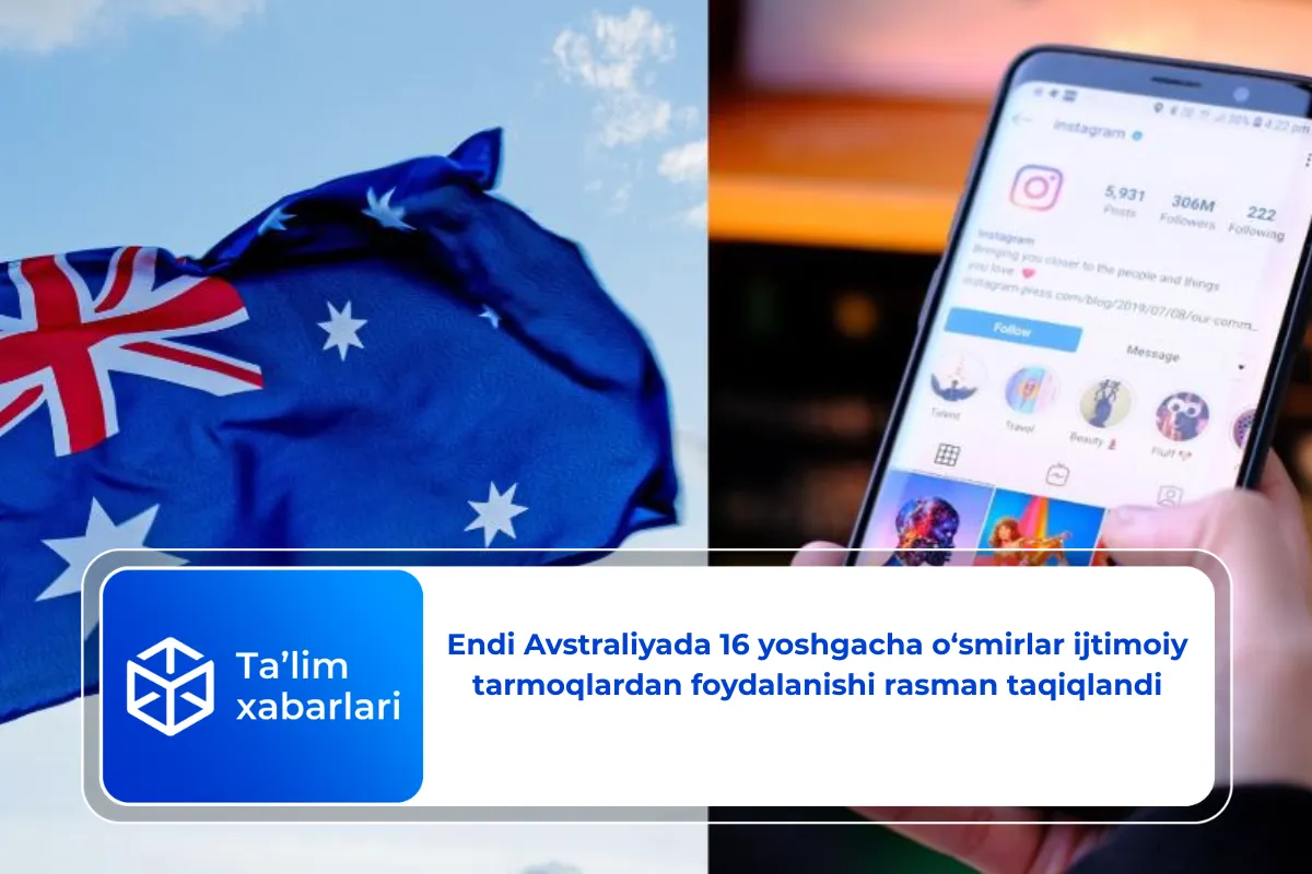 Endi Avstraliyada 16 yoshgacha o‘smirlar ijtimoiy tarmoqlardan foydalanishi rasman taqiqlandi