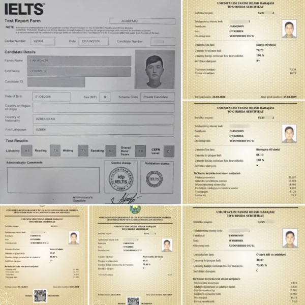 5 ta milliy sertifikat va IELTS 7.0: surxondaryolik yana bir o‘quvchi muddatidan oldin talaba bo‘ldi