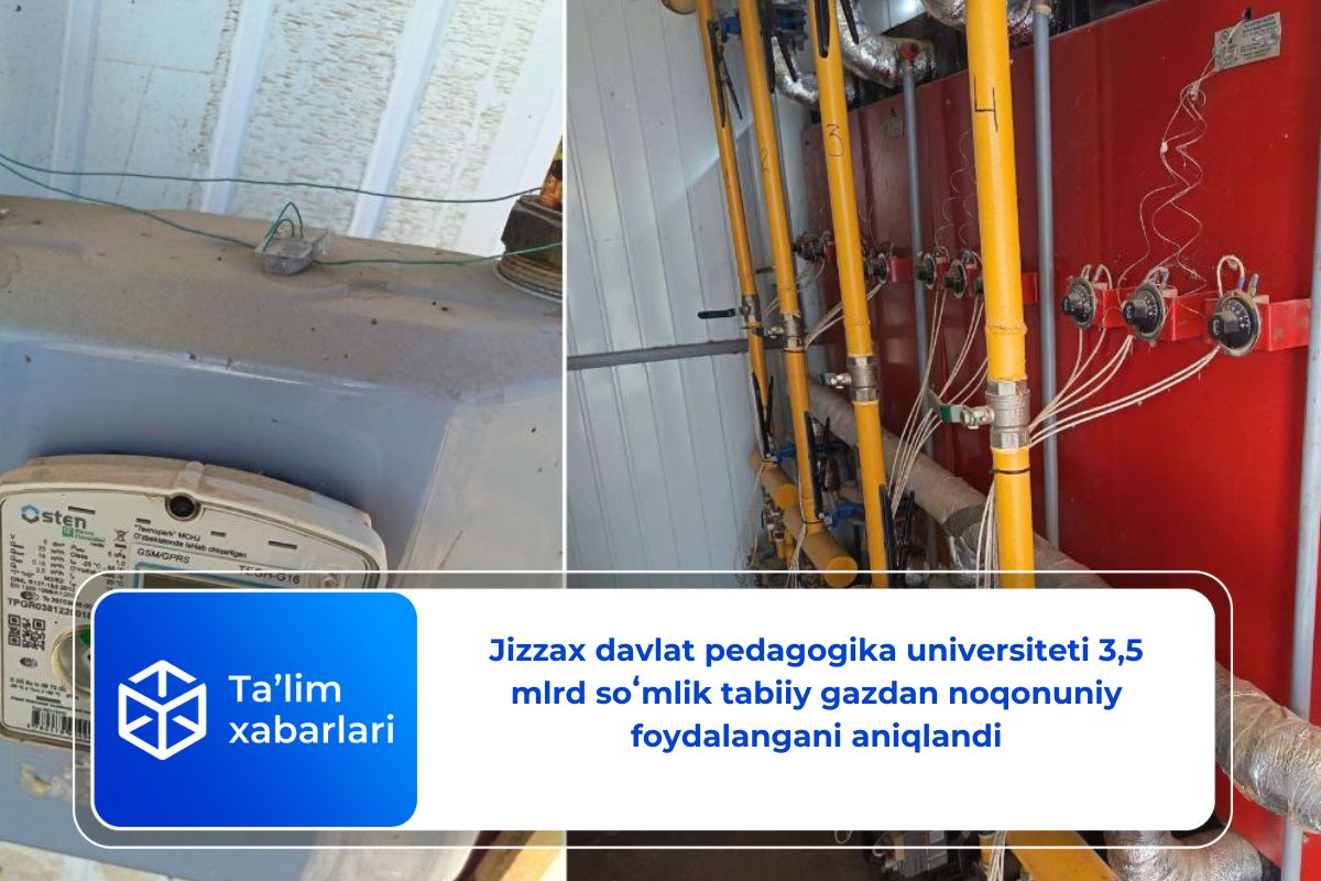 Jizzax davlat pedagogika universiteti 3,5 mlrd soʻmlik tabiiy gazdan noqonuniy foydalangani aniqlandi