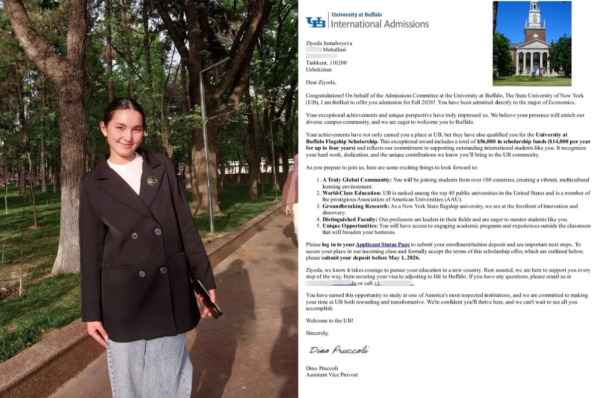 “Harakat qilgan odam albatta natijaga erishadi”: AQSh oliygohiga grant yutgan angrenlik o‘quvchi