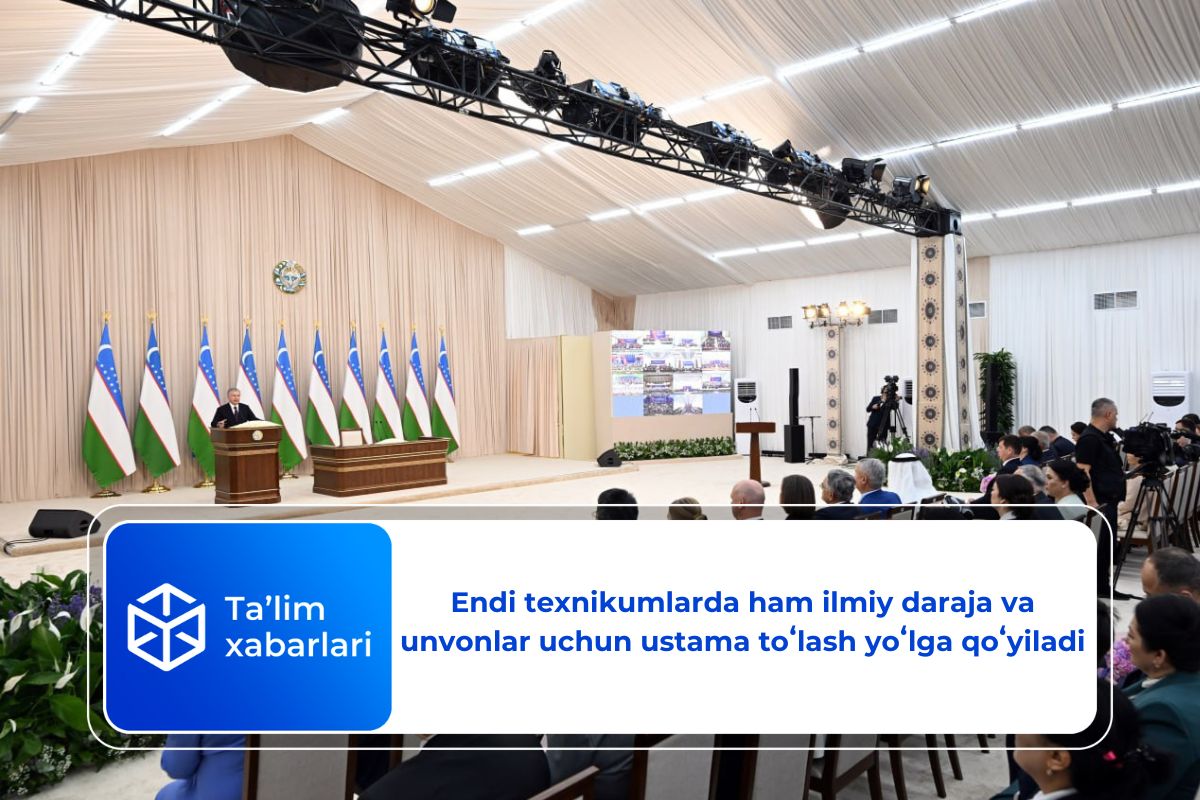 Endi texnikumlarda ham ilmiy daraja va unvonlar uchun ustama toʻlash yoʻlga qoʻyiladi