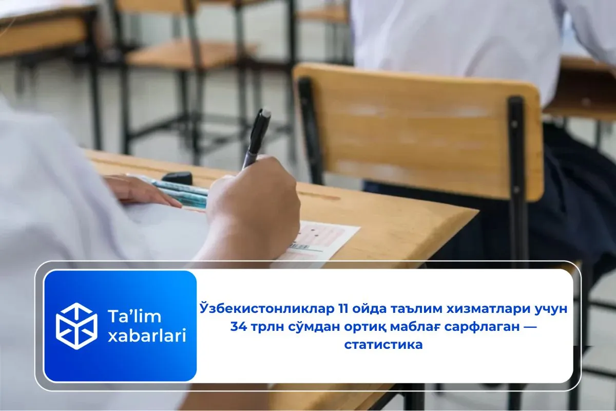 Ўзбекистонликлар 11 ойда таълим хизматлари учун 34 трлн сўмдан ортиқ маблағ сарфлаган — статистика