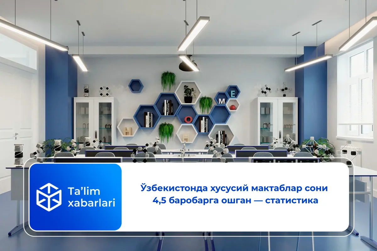 Ўзбекистонда хусусий мактаблар сони 4,5 баробарга ошган — статистика
