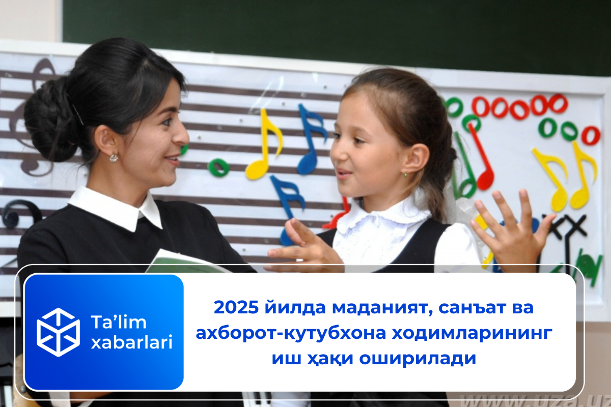 2025 йилда маданият, санъат ва ахборот-кутубхона ходимларининг иш ҳақи оширилади