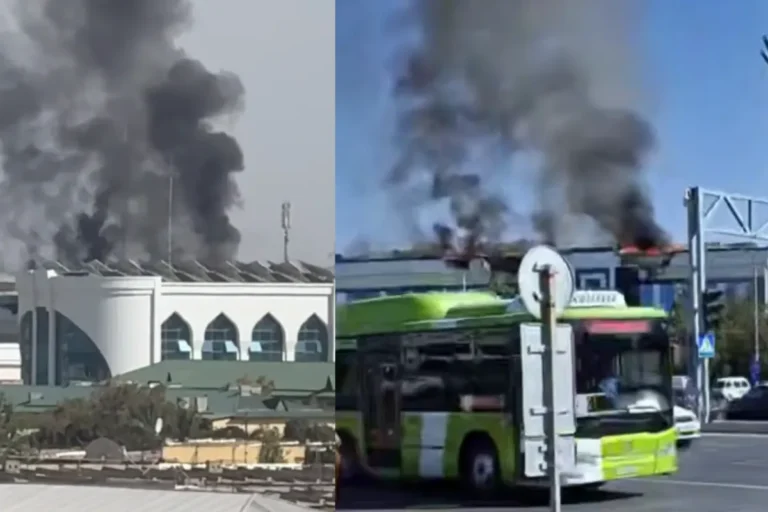 Qarshi shahrida universitet binosida yong‘in chiqdi (video)