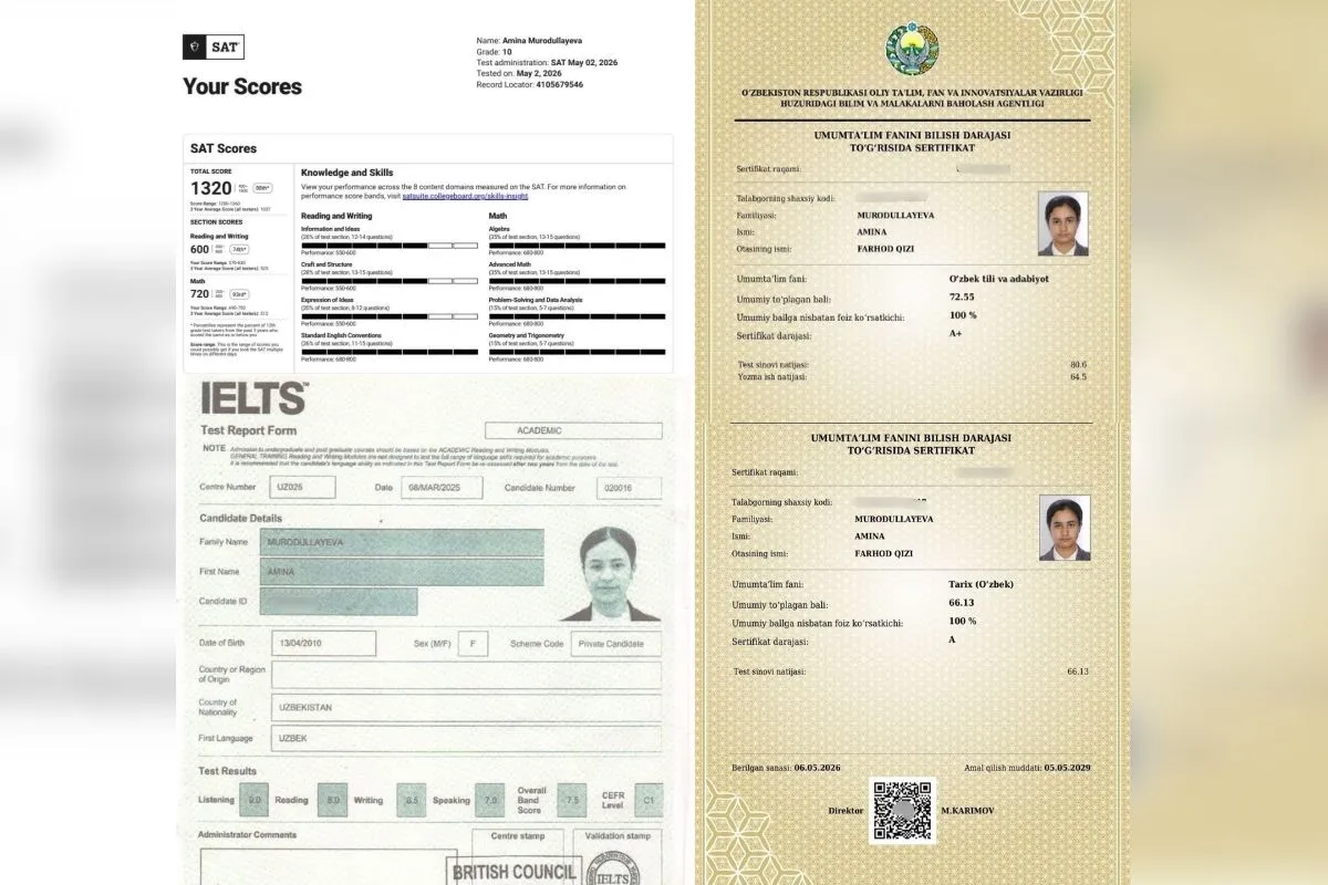 SAT — 1320 ball, IELTS — 7,5 natija: Qashqadaryolik 9-sinf o‘quvchisi bilan suhbat