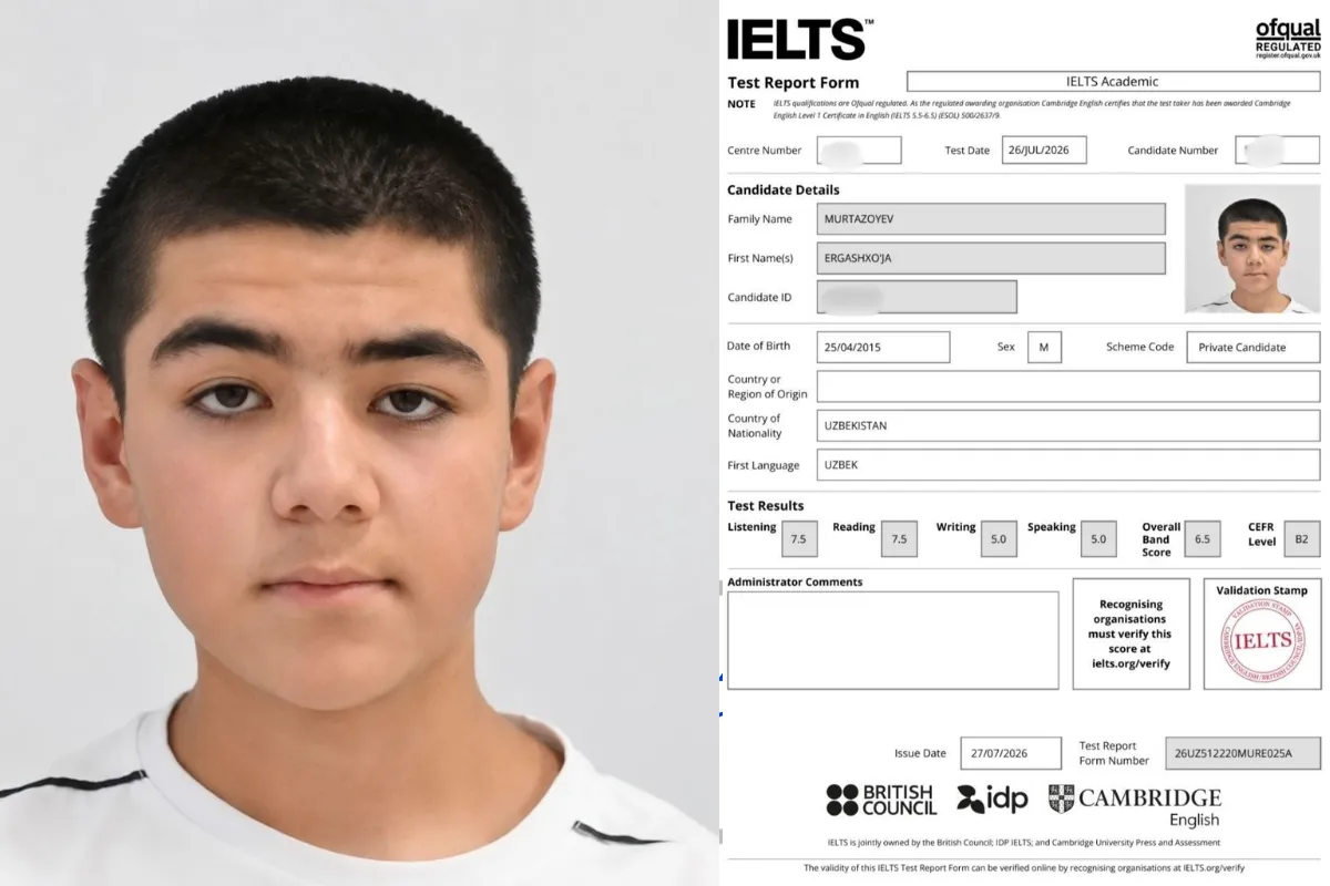 Buxorolik 4-sinf o‘quvchisi IELTS imtihonidan 6.5 ballni qo‘lga kiritdi