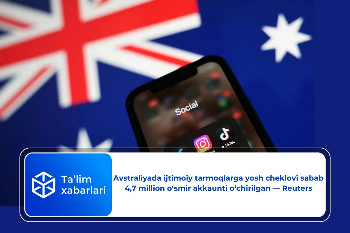 Avstraliyada ijtimoiy tarmoqlarga yosh cheklovi sabab 4,7 million o‘smir akkaunti o‘chirilgan — Reuters