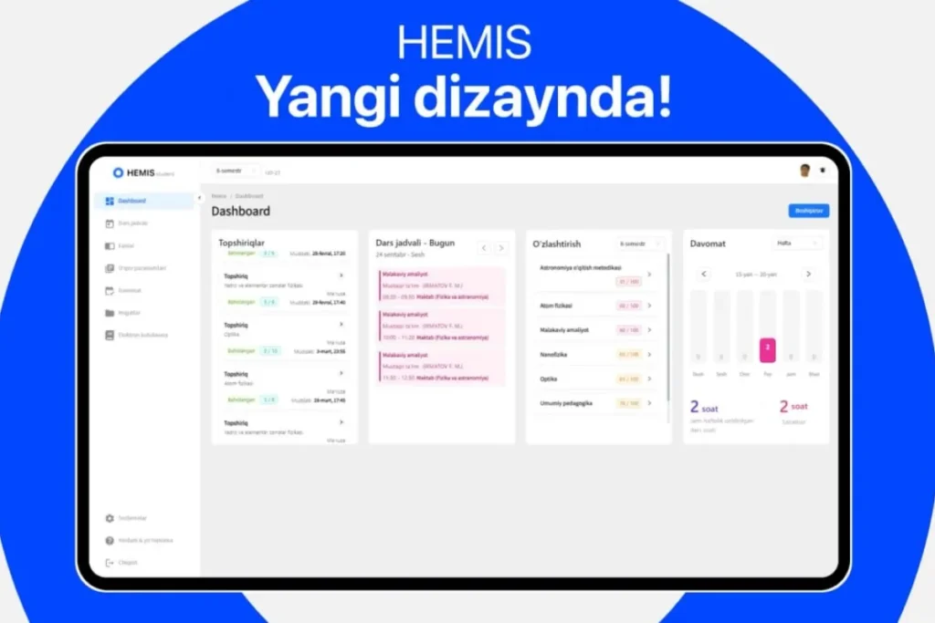 HEMIS tizimida o‘quv rejasiga tegishli bo‘lmagan fanlar bo‘yicha davomat qilish imkoniyati yaratildi