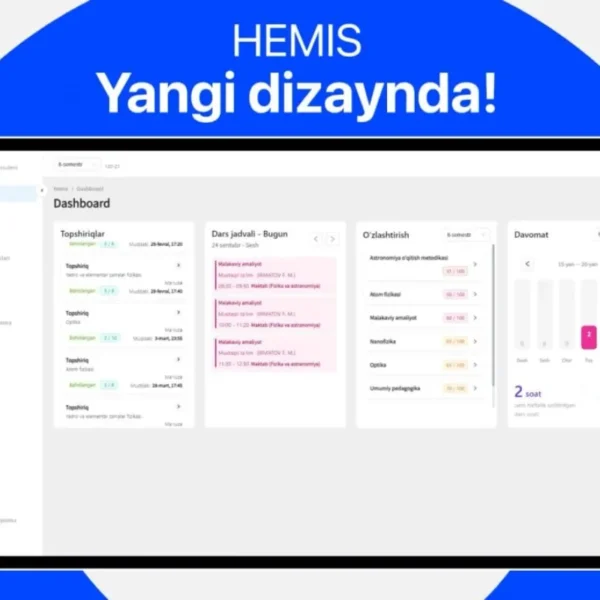 HEMIS tizimida o‘quv rejasiga tegishli bo‘lmagan fanlar bo‘yicha davomat qilish imkoniyati yaratildi