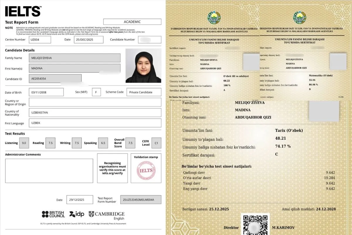 ‘‘Eng muhimi — diqqatni jamlash’’: toshkentlik 11-sinf o‘quvchisi muddatidan avval talaba bo‘ldi