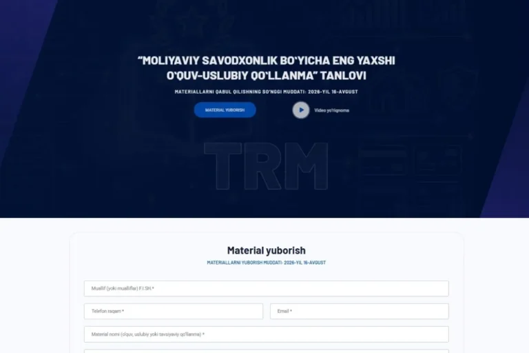 ‘‘Moliyaviy savodxonlik boʻyicha eng yaxshi oʻquv-uslubiy qoʻllanma’’ respublika tanlovi e’lon qilindi