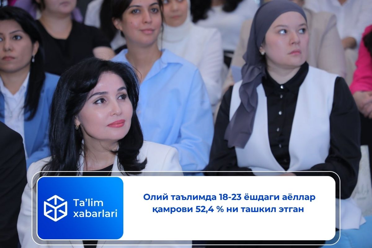 Олий таълимда 18-23 ёшдаги аёллар қамрови 52,4 % ни ташкил этган