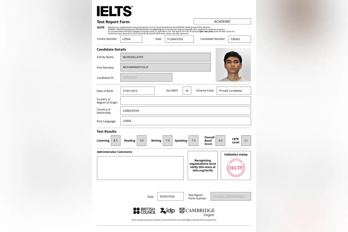 “IELTS’da oddiy mavzulardagi article’lar ham katta yordam beradi” – IELTS 8.0 olgan o‘quvchi