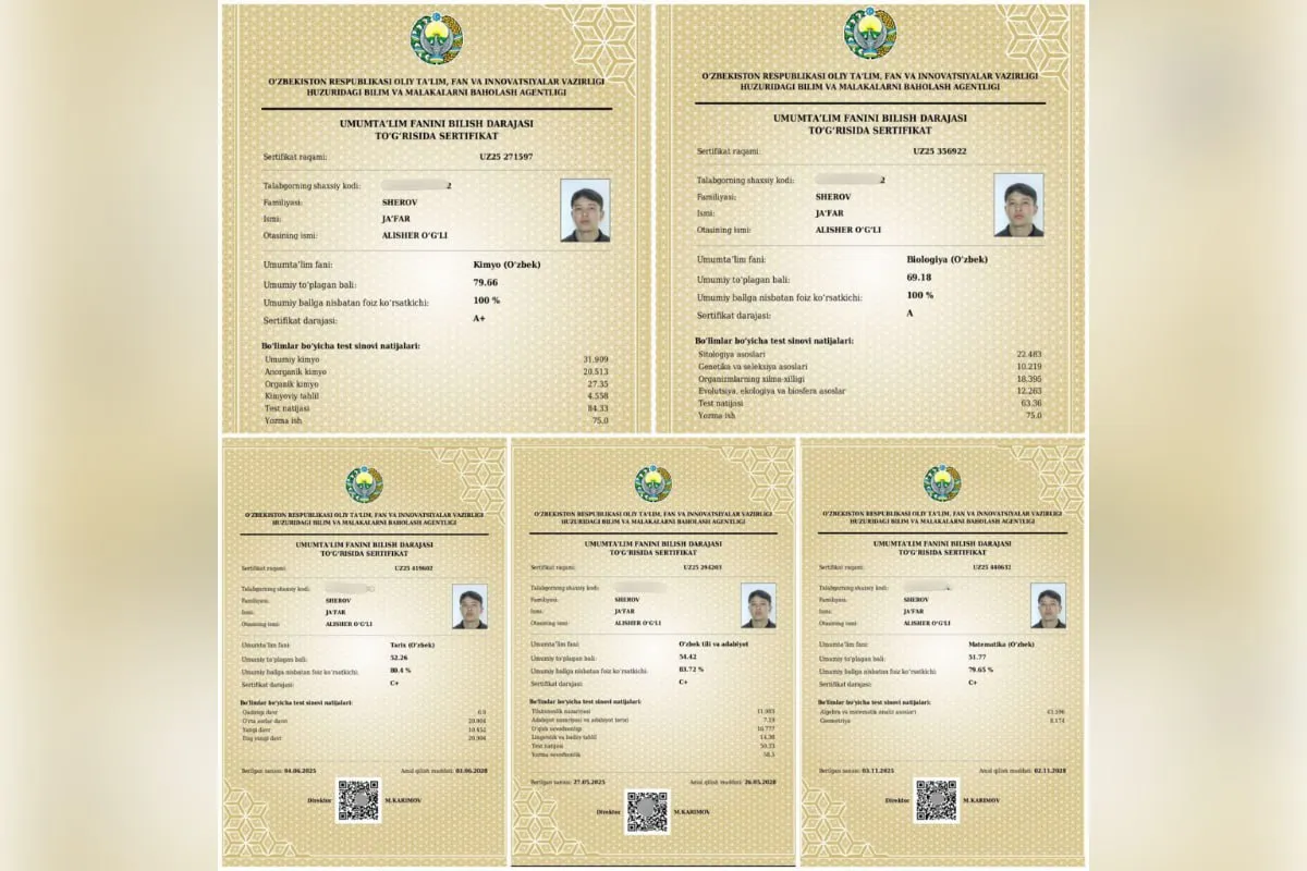 “Sertifikat uchun emas, bilim uchun o‘qish kerak”: 5 ta fandan milliy sertifikat olgan surxondaryolik o‘quvchi bilan suhbat