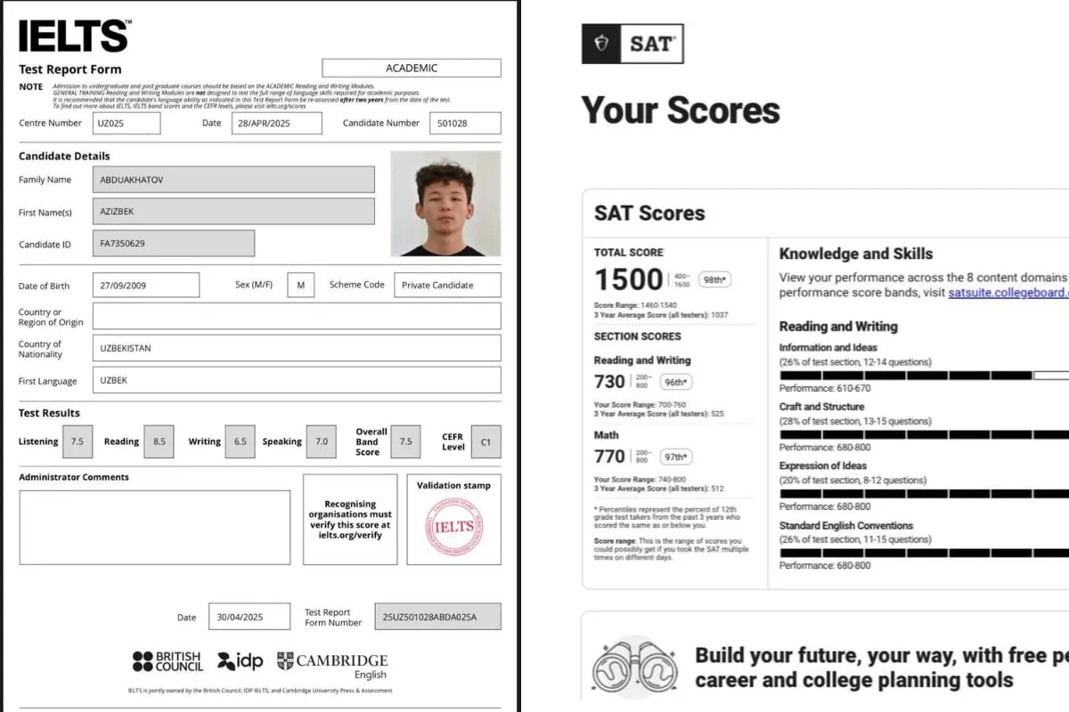 IELTS 7.5 va SAT 1500: xatirchilik maktab oʻquvchisi AQSH univeristetlariga 508 ming dollar grant yutdi
