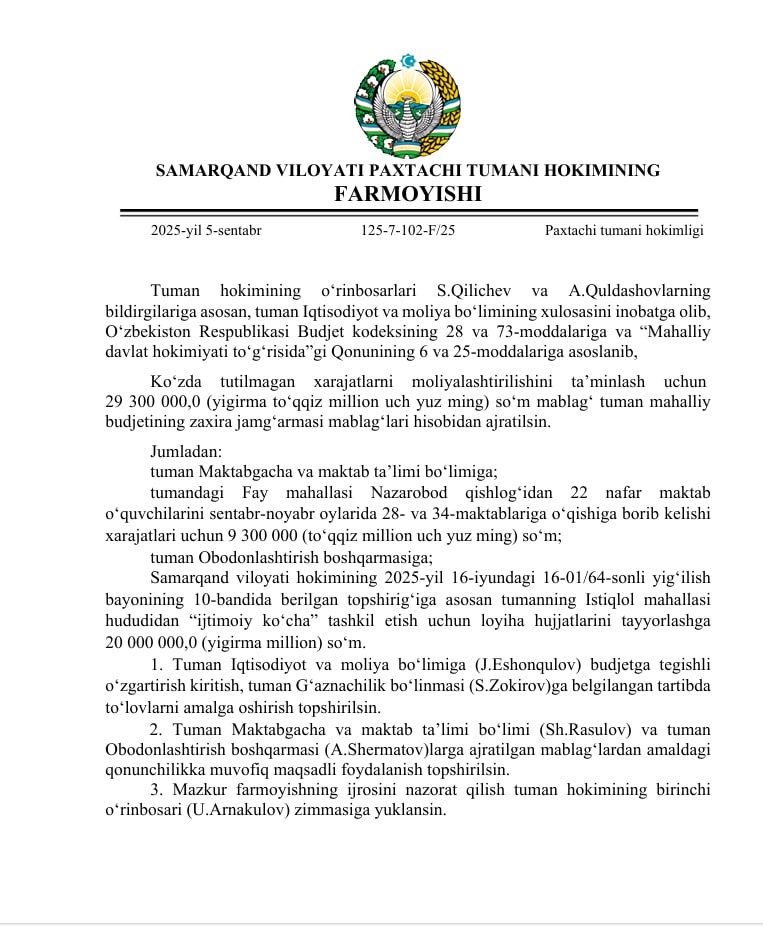 Samarqandda o‘quvchilar avtobusga chiqarilmadi — hokimlik byudjet hisobidan bepul qatnov yo‘lga qo‘ydi