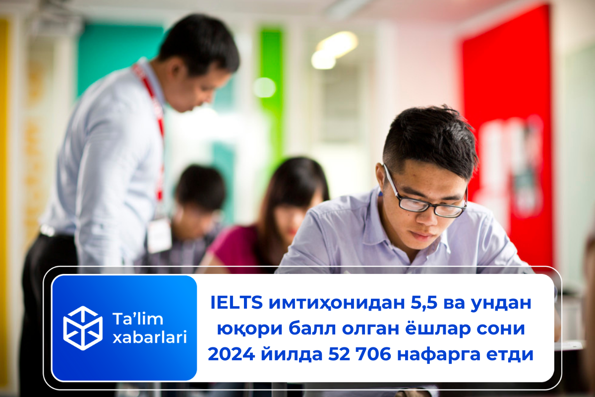 IELTSимтиҳонидан 5,5 ва ундан юқори балл олган ёшлар сони 2024 йилда 52 706 нафарга етди