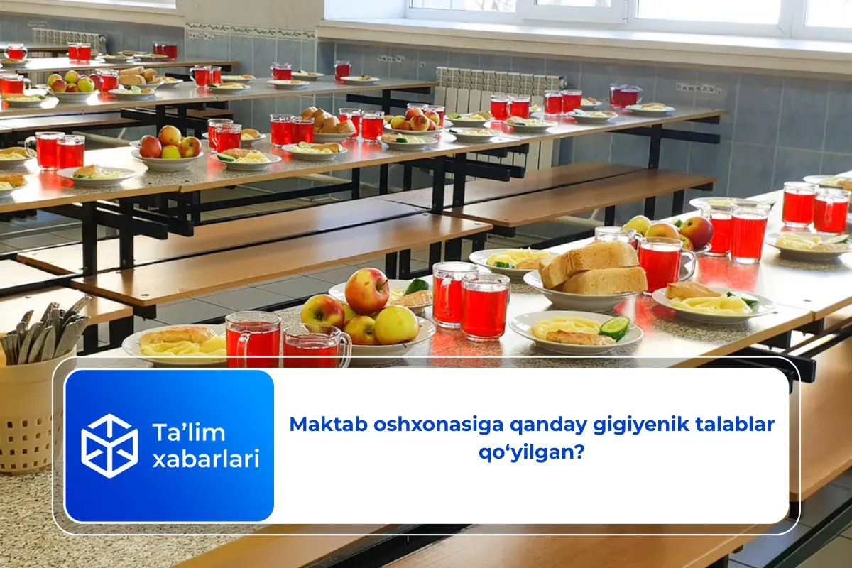 Maktab oshxonasiga qanday gigiyenik talablar qo‘yilgan?
