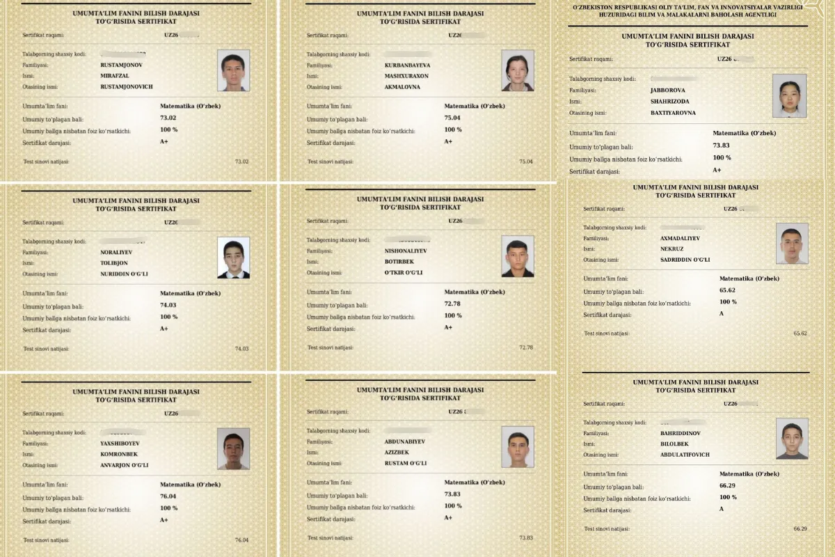 Bir maktabning 90 nafar o‘quvchisi matematika fanidan milliy sertifikatlarni qo‘lga kiritdi