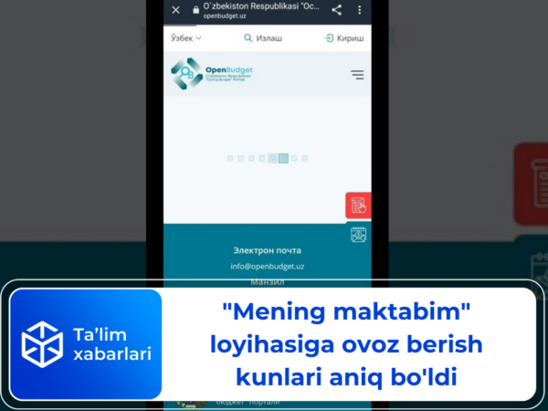 “Mening maktabim” loyihasiga ovoz berish kunlari aniq bo’ldi