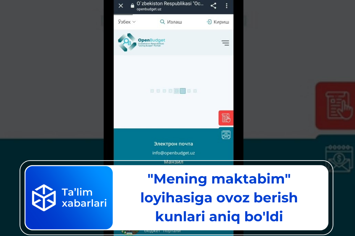 “Mening maktabim” loyihasiga ovoz berish kunlari aniq bo’ldi