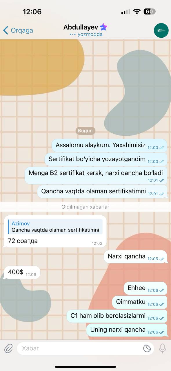 “Agentlik xodimiman”: milliy va attestatsiya sertifikatlarini olib berishni va'da qilayotgan firibgarlar paydo bo‘lgan