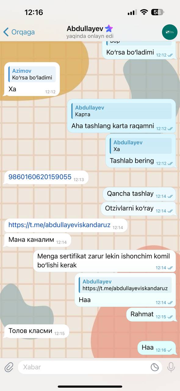 “Agentlik xodimiman”: milliy va attestatsiya sertifikatlarini olib berishni va'da qilayotgan firibgarlar paydo bo‘lgan