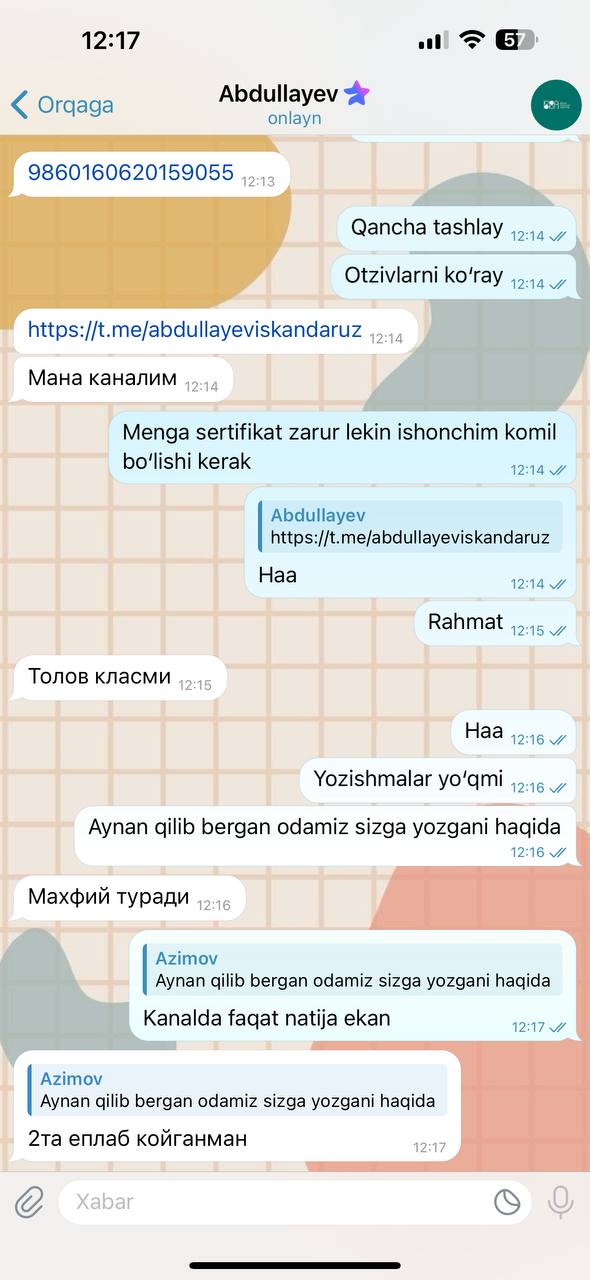“Agentlik xodimiman”: milliy va attestatsiya sertifikatlarini olib berishni va'da qilayotgan firibgarlar paydo bo‘lgan
