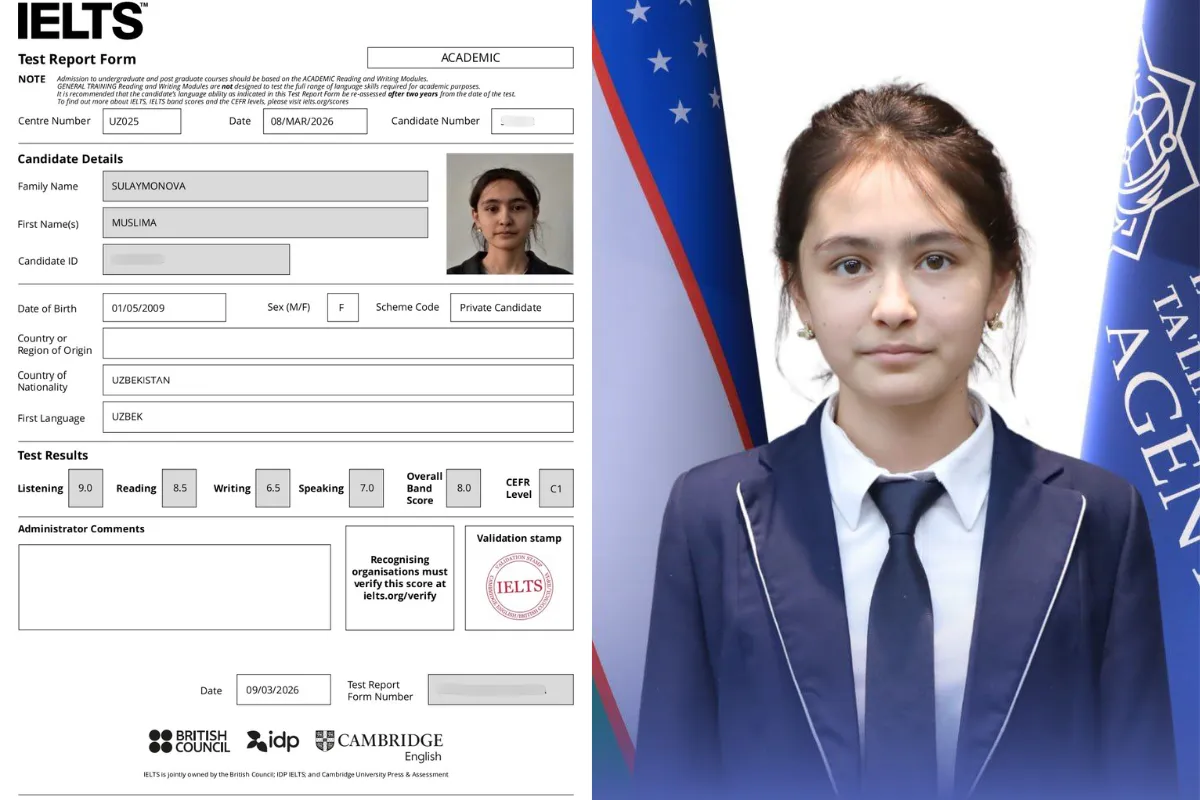 “2 hafta intensiv tayyorlanib, IELTS 8.0 oldim” — navoiylik 10-sinf o‘quvchisi bilan suhbat