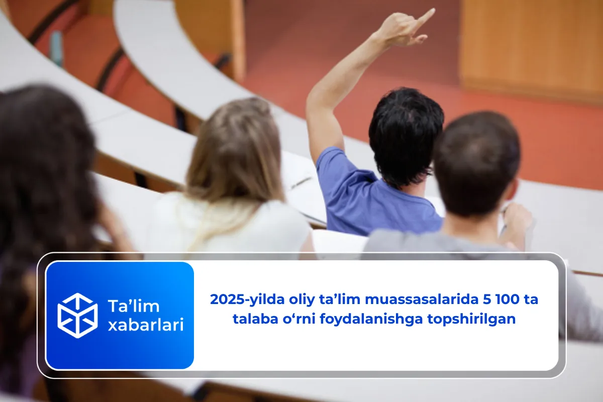 2025-yilda oliy ta’lim muassasalarida 5 100 ta talaba o‘rni foydalanishga topshirilgan