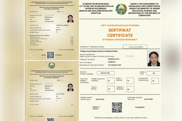 Jizzaxda 11-sinf o‘quvchisi bir nechta fandan milliy sertifikat olib, muddatidan oldin talaba bo‘lish imkoniga ega bo‘ldi