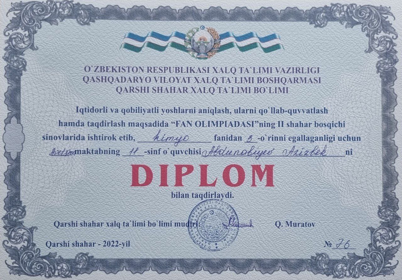 Қарши шаҳридаги «Avitsenna school» хусусий мактабининг 50 нафар ўқувчиси тегишли фанлардан миллий сертификатга эга бўлди