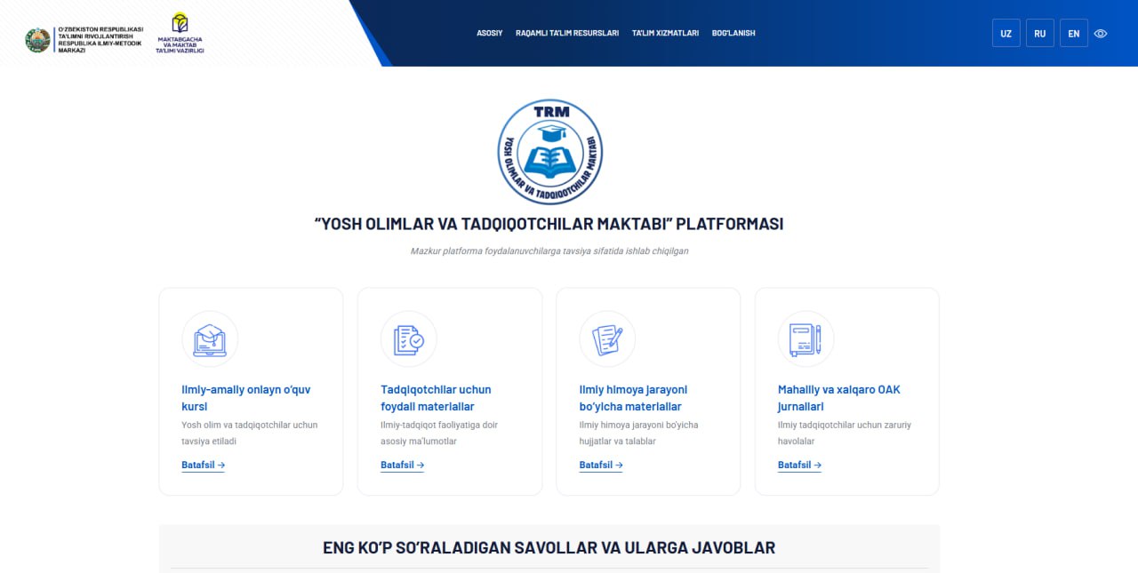 “Yosh olimlar va tadqiqotchilar maktabi” loyihasi boʻyicha davra suhbati o‘tkazildi