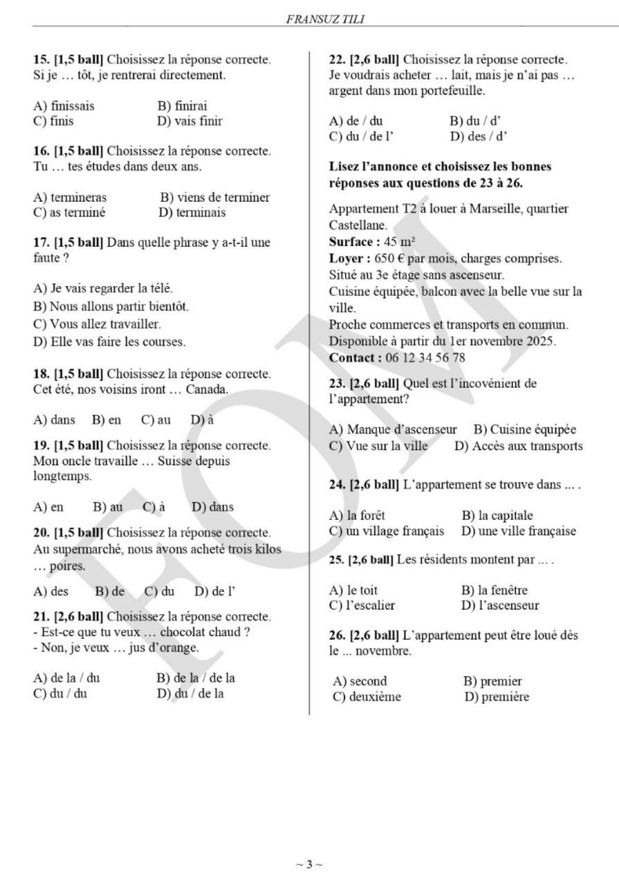 9-sinf ingliz, fransuz, nemis va tojik tillari fanlaridan olimpiadaning tuman bosqichi test savollari e’lon qilindi