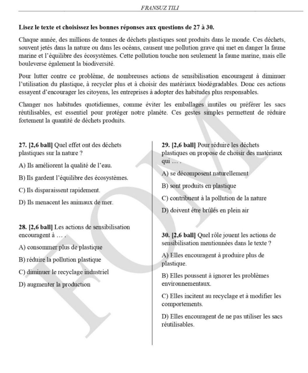 9-sinf ingliz, fransuz, nemis va tojik tillari fanlaridan olimpiadaning tuman bosqichi test savollari e’lon qilindi