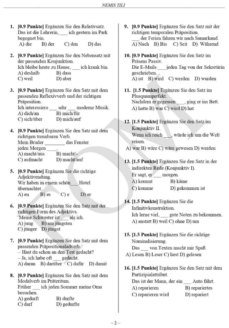 9-sinf ingliz, fransuz, nemis va tojik tillari fanlaridan olimpiadaning tuman bosqichi test savollari e’lon qilindi
