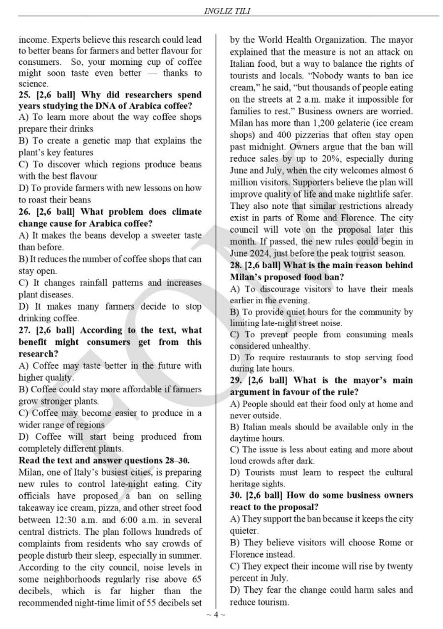 10-sinf ingliz, fransuz, nemis va tojik tillari fanlaridan olimpiadaning 2-bosqich test savollari e’lon qilindi