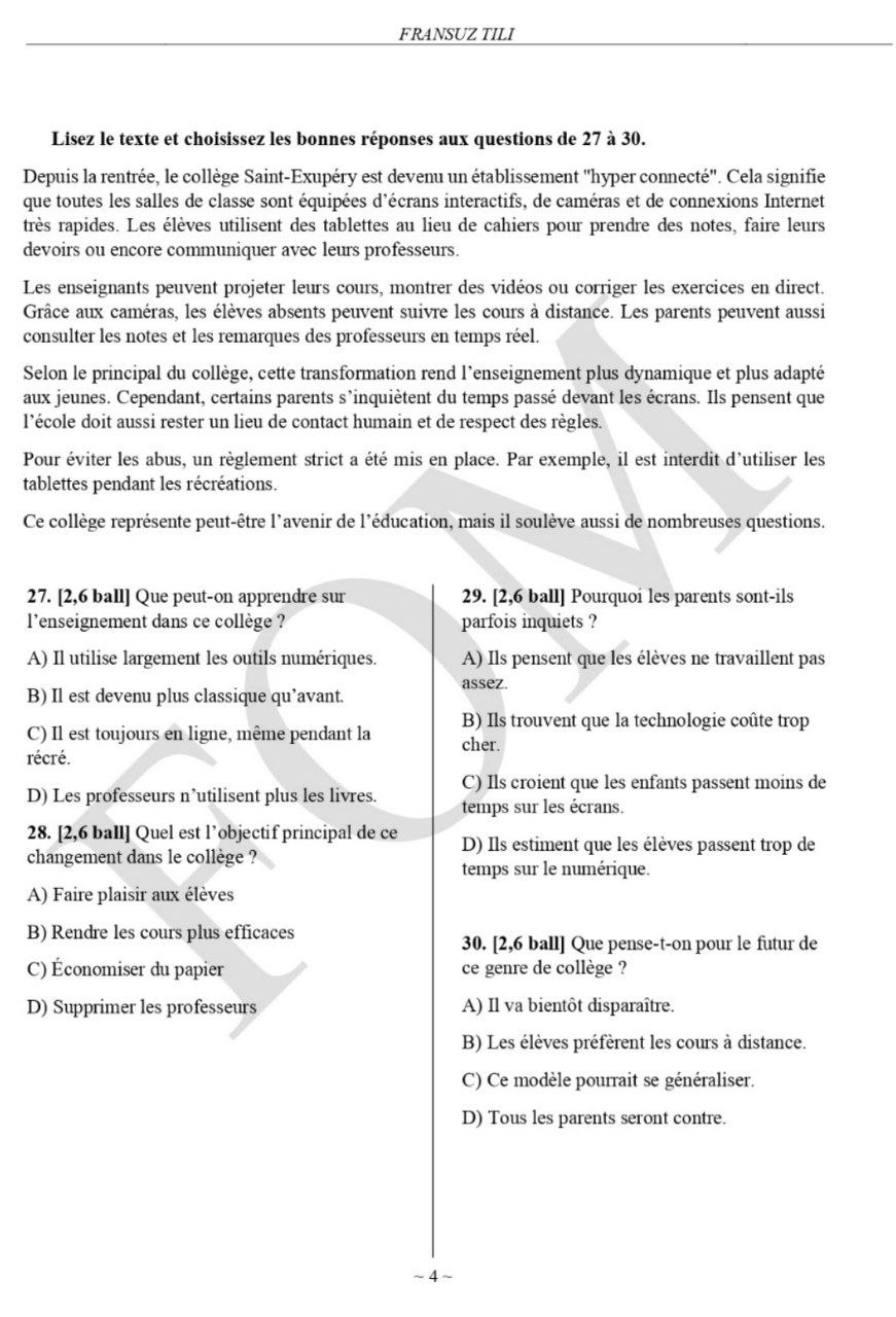 10-sinf ingliz, fransuz, nemis va tojik tillari fanlaridan olimpiadaning 2-bosqich test savollari e’lon qilindi