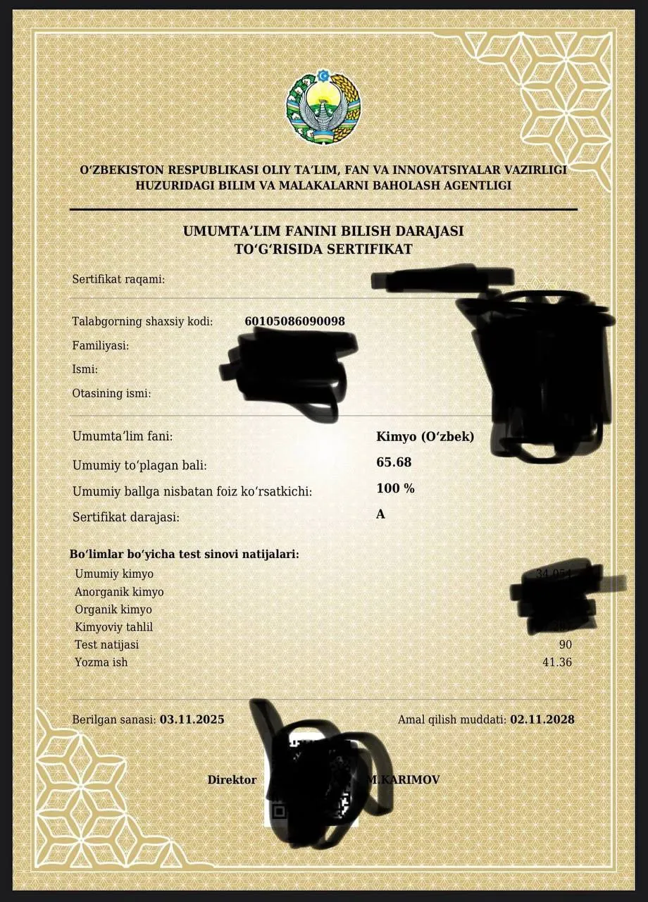 Кимё фани ўқитувчилари миллий сертификат синовлари бўйича норозилик билдирди