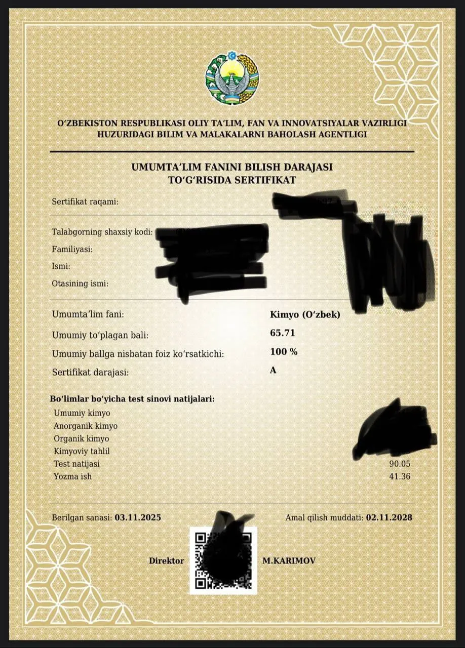 Кимё фани ўқитувчилари миллий сертификат синовлари бўйича норозилик билдирди