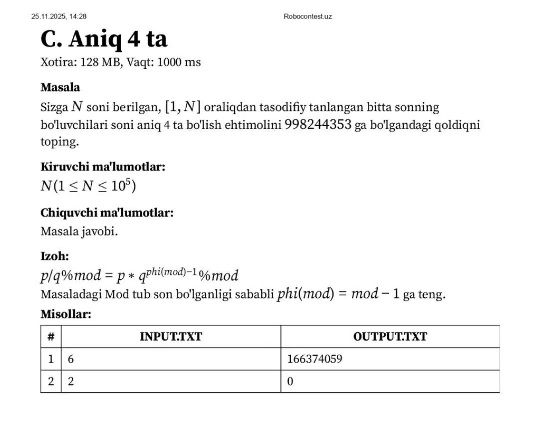 Kimyo, biologiya, fizika va informatika fanlaridan asosiy olimpiadaning 3-bosqich topshiriqlari e’lon qilindi