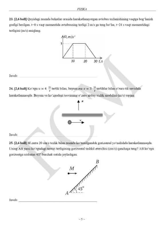 Asosiy olimpiadaning uchinchi — hududiy bosqichi 2-smena topshiriqlari e'lon qilindi