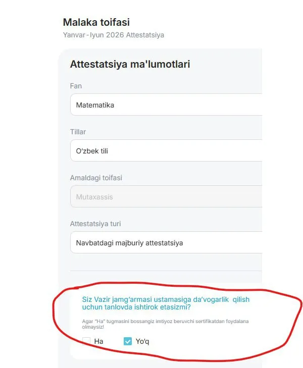 Platforma orqali vazir jamg‘armasi ustamasiga nomzod bo‘lish uchun nima qilish kerak?